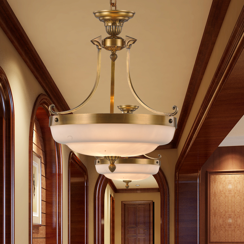 德盛 欧式吊灯奢华铜灯美式纯铜吊灯客厅房间餐厅吧台吸顶灯 D18