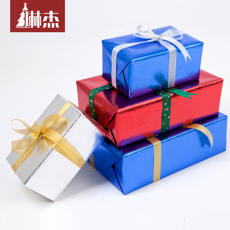 琳杰 圣诞礼物盒 亮彩圣诞节包装纸圣诞树摆件装饰圣诞礼品包装纸