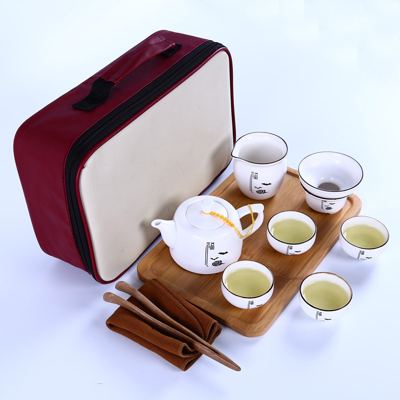旅行茶具户外旅游便携式套装陶瓷功夫办公茶壶快客杯一壶四杯特价