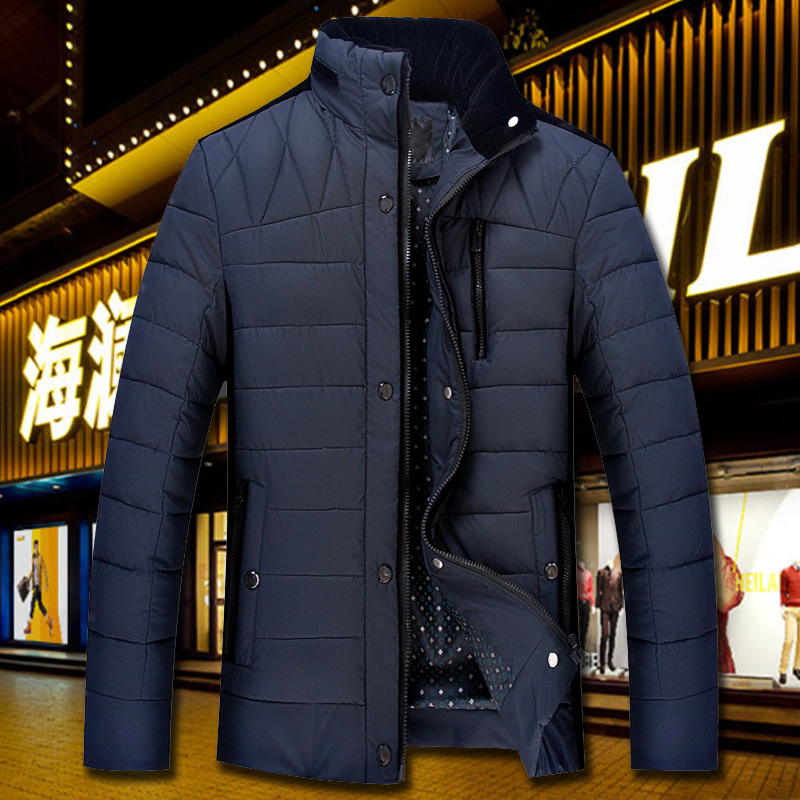 冬季青年男士羽绒棉服商务男装立领加厚外套休闲夹克棉衣