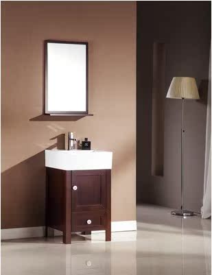 橡木浴室柜组合小户型一体台上盆卫生间洗脸落地式洗手盆池洗漱柜