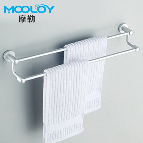 mooloy 太空铝毛巾架 折叠双层浴巾架置物架 卫生间浴室挂件套装