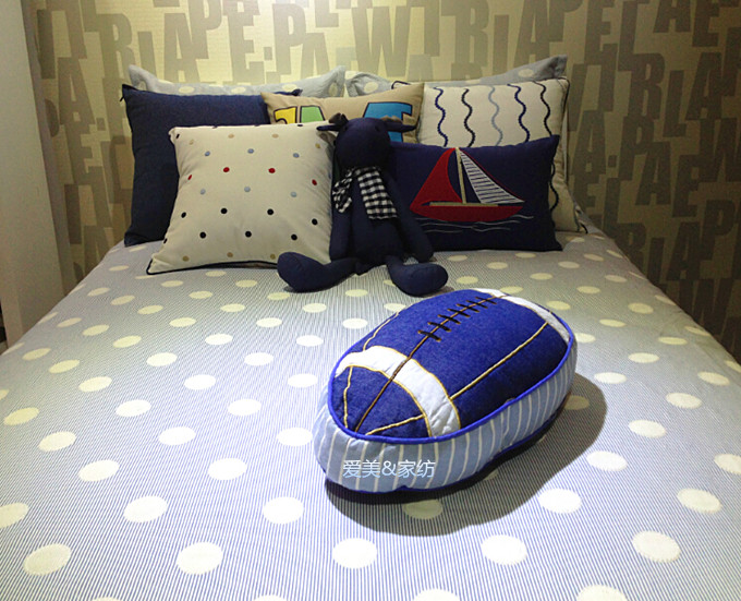 样板房（间）床品|男孩房卡通床品|别墅蓝色全棉床品10件套含芯