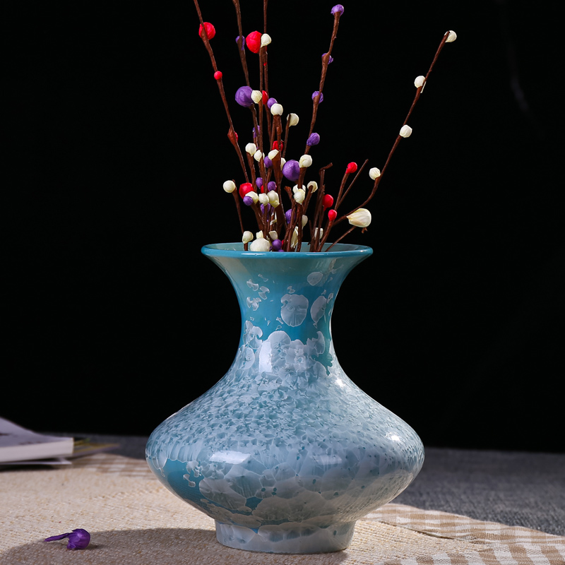 景德镇陶瓷器 结晶釉花瓶摆件 现代欧式家居装饰品客厅工艺品摆设