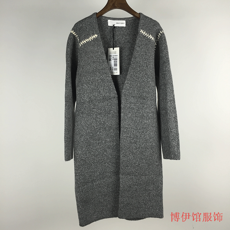 韩国macqnf2015秋冬装新款女装开衫毛衣外套中长款羊毛针织衫宽松