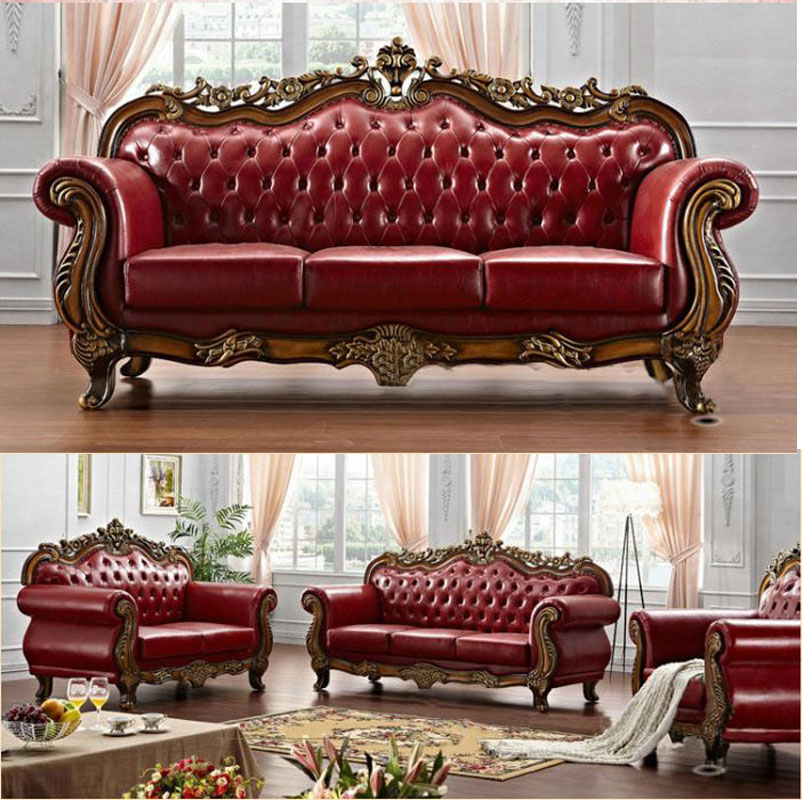 欧式沙发 三人单人客厅沙发组合 美式实木真皮沙发 欧式简约家具