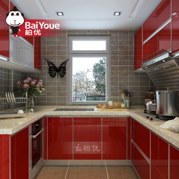 北京柏优定制整体橱柜设计 厨房橱柜可定制 烤漆门板