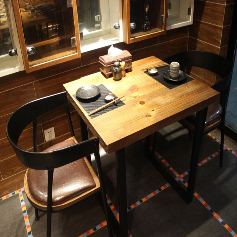 实木复古铁艺简约餐桌 咖啡厅桌椅酒店餐饮桌椅 甜品店餐桌椅酒桌