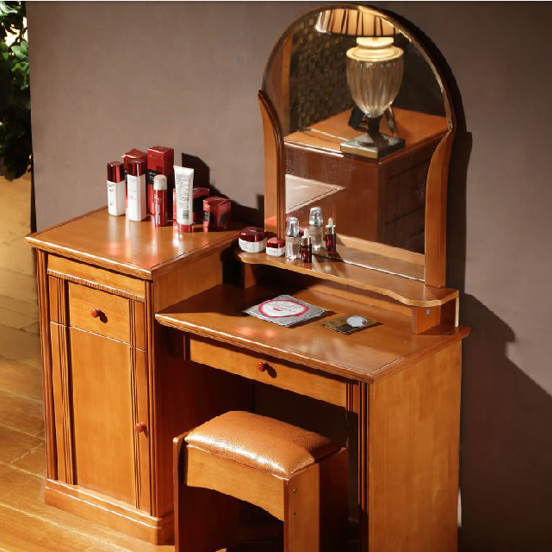 简约现代全实木梳妆台中式小户型卧室家具橡木化妆桌镜储物