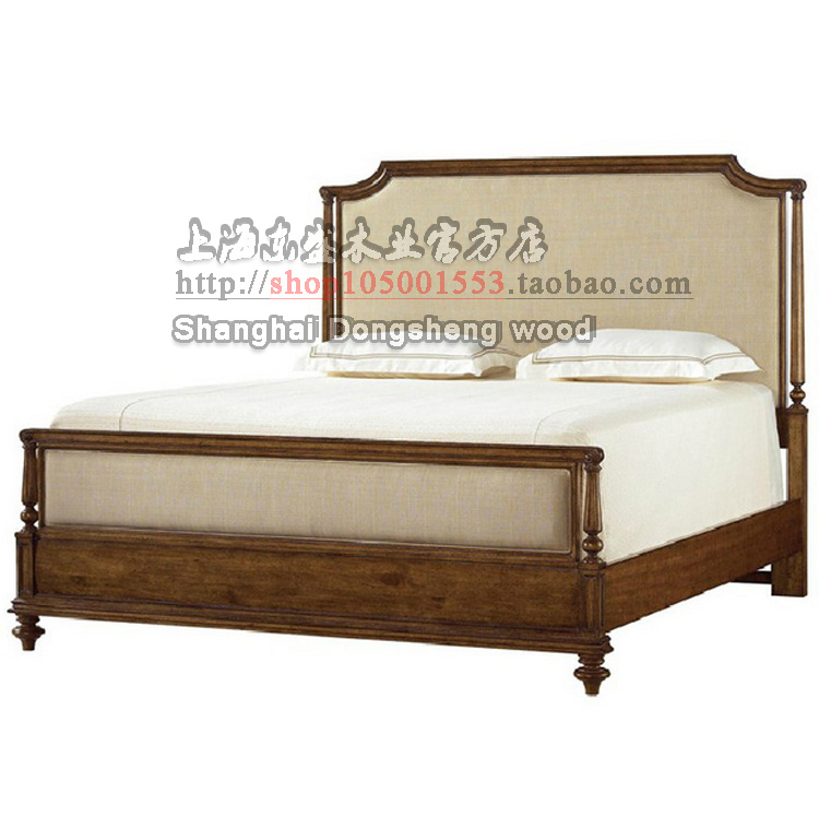 美式乡村实木1.8米双人床 高档别墅1.5米卧室床 可定制儿童床