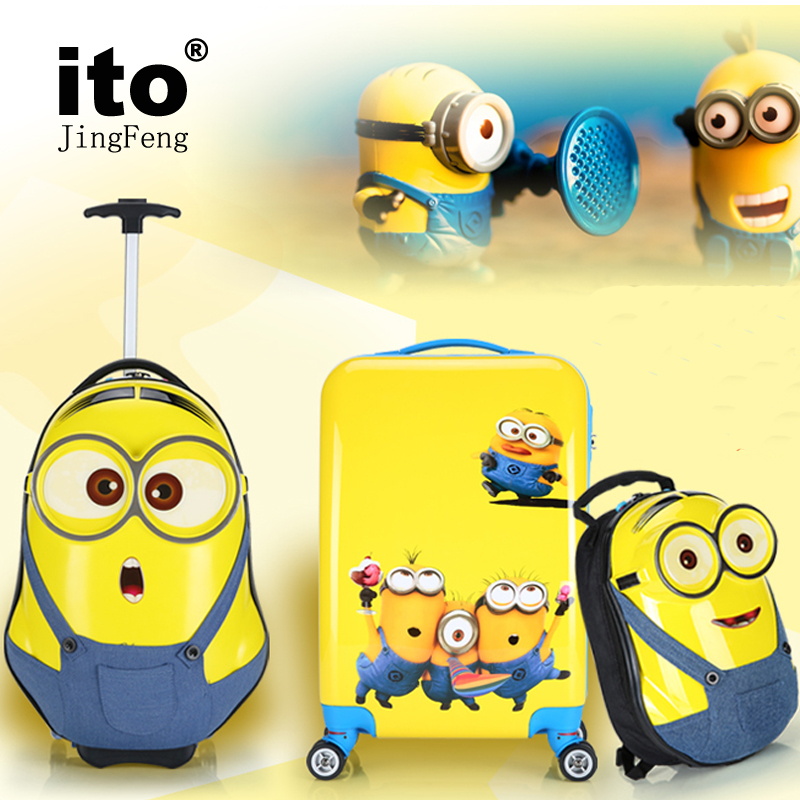 正品小黄人儿童拉杆箱可爱旅行箱男女小孩背包学生书包行李箱3D
