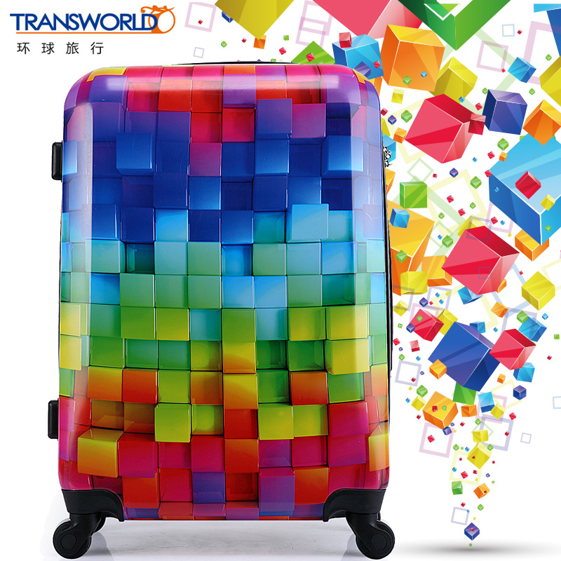 Transworld拉杆箱女时尚魔方箱包20寸旅行箱24寸行李箱28寸密码箱