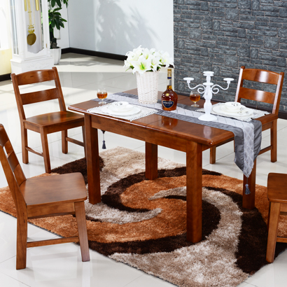 实木餐桌椅组合 伸缩可折叠橡木长形西餐桌 现代简约小户型饭桌