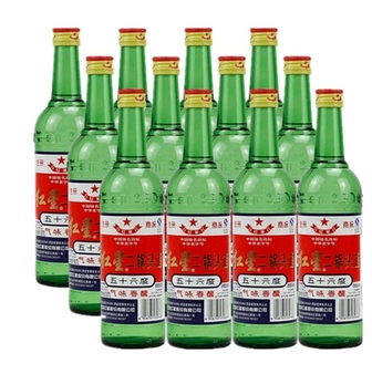北京红星二锅头白酒56度大二绿瓶500ml 整箱12瓶特价 北京包邮