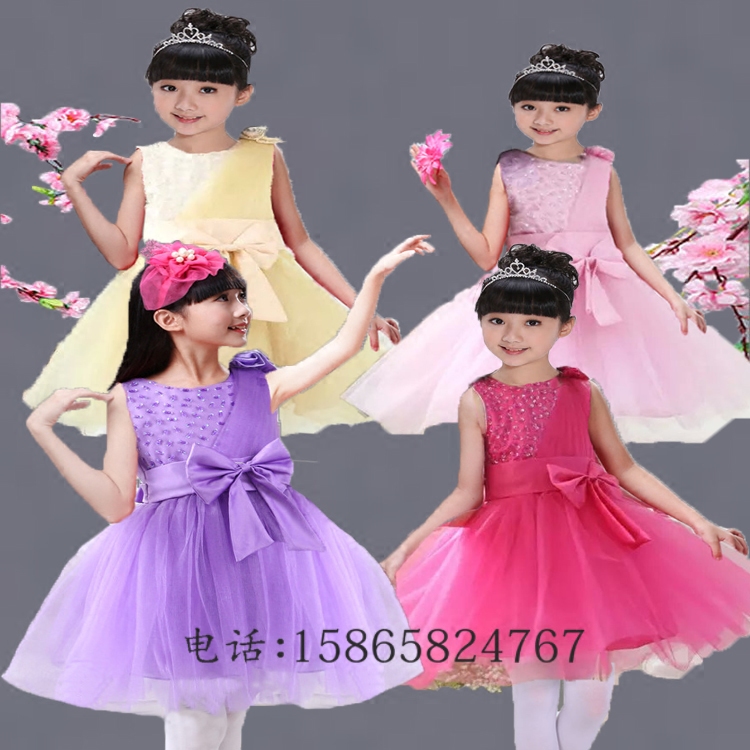 新款六一儿童亮片舞蹈服演出服花童礼服公主裙女童表演服蓬蓬纱裙