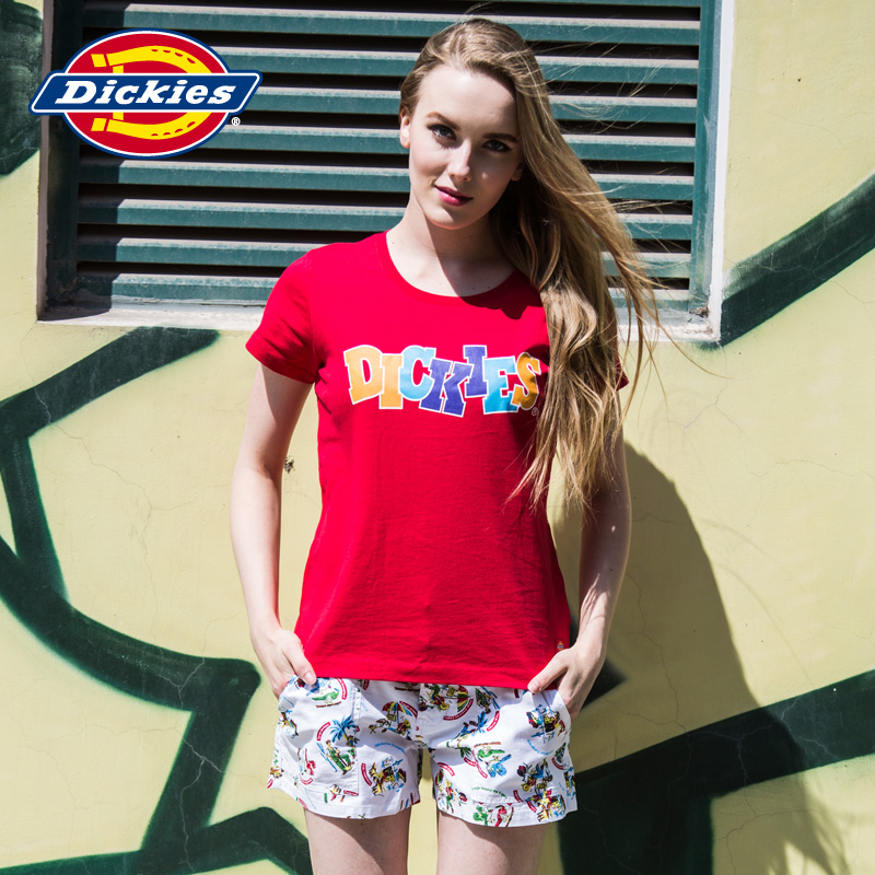 Dickies2015新款夏装 彩虹字母印花短袖T恤 女士潮TEE 152W30EC02