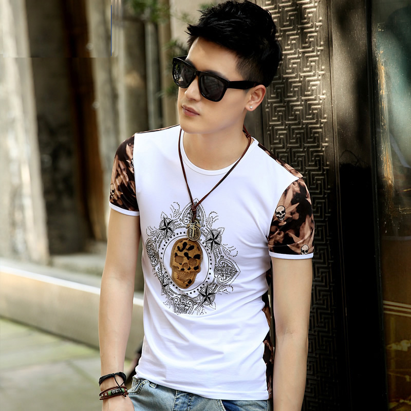 2015夏季男士短袖T恤衫 男款圆领韩版修身纯棉半袖男衣服男装 潮