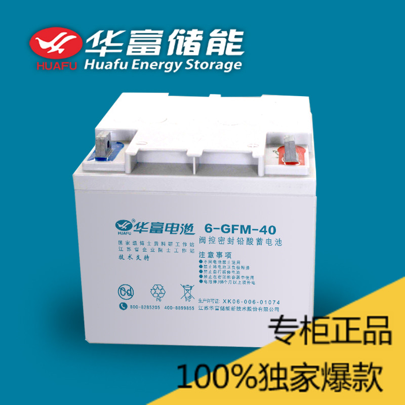 华富牌固定型阀控密封式胶体蓄电池6-GFM-40 (UPS电源、后备电源)