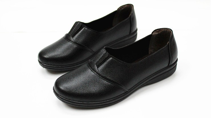 黑色工作鞋鞋女鞋平底单鞋舒适女学生平跟防滑班皮鞋肯德基工作鞋