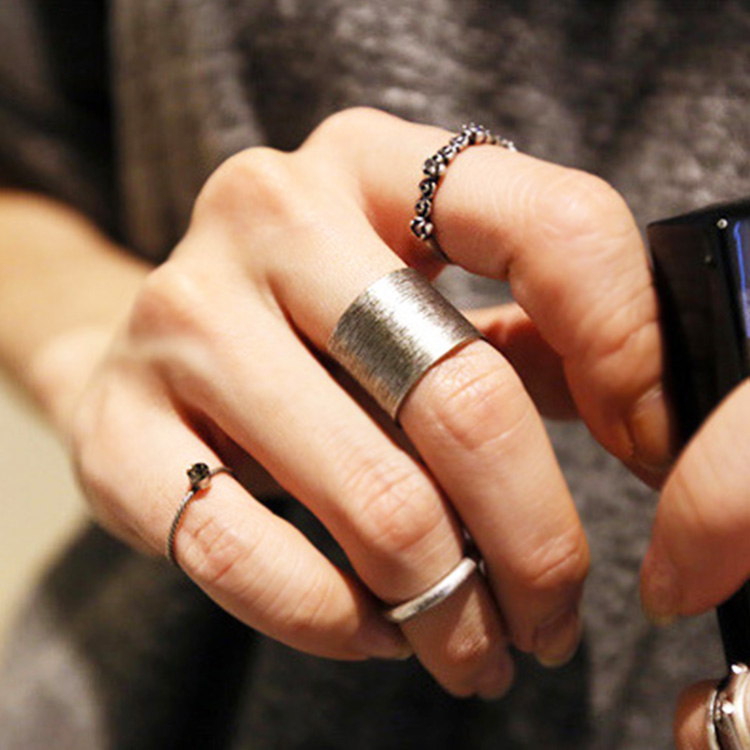 韩国代购套装戒指一套欧美范复古合金饰品宽戒指食指三件套戒指女