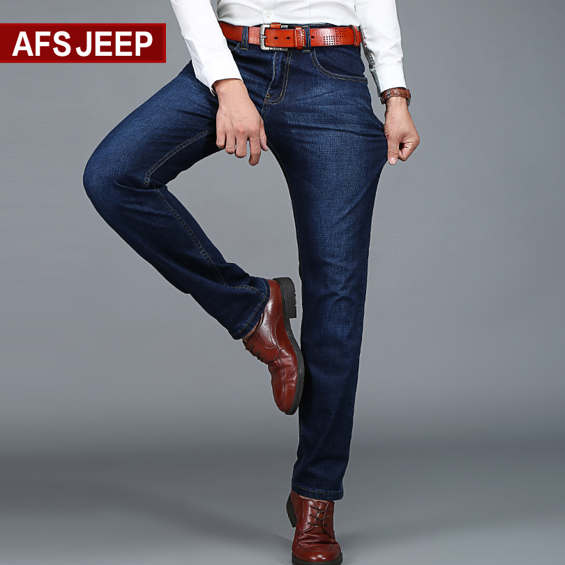 Afs Jeep/战地吉普2015牛仔裤商务休闲男士微弹宽松直筒秋冬长裤