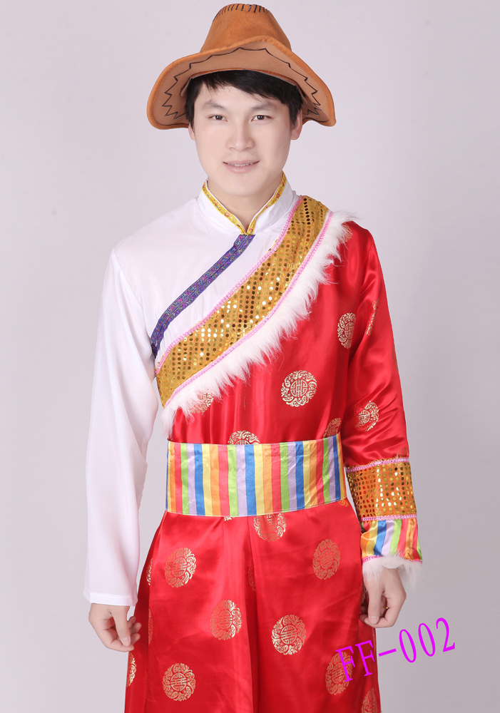新款藏服 藏袍男装藏族舞蹈演出服装男舞台舞蹈少数民族表演服装