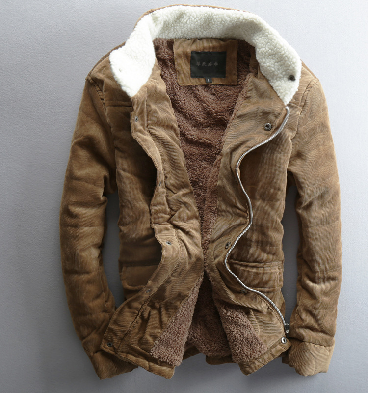 男士羊羔绒短款青年棉衣男装加厚灯芯绒外套冬季2015新款毛领棉服