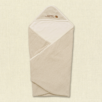 【现货】西松屋日本正品代购毛巾布新生儿抱毯婴儿抱被条纹刺绣