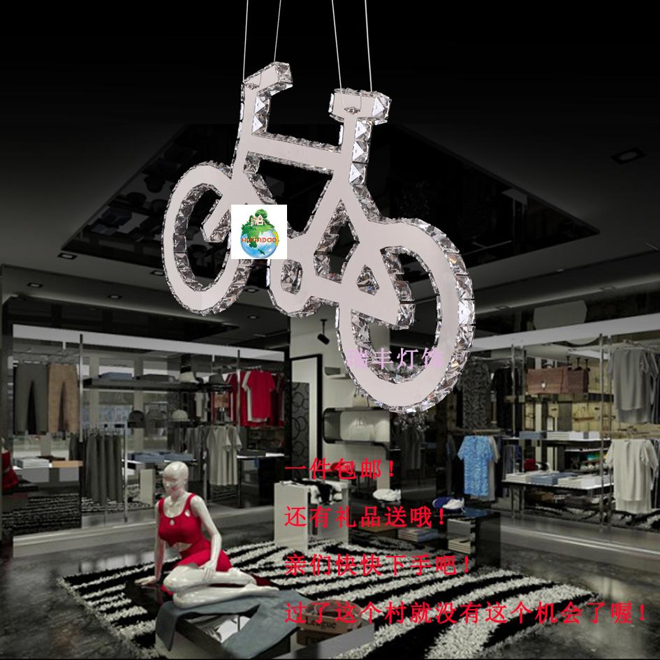 创意灯饰吊灯现代简约单车个性水晶灯 客厅 不锈钢led水晶吊灯