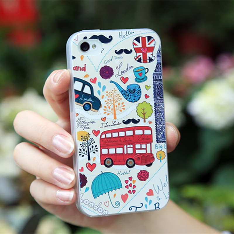 iphone4s手机壳 苹果4硅胶超薄浮雕彩绘软壳  4s手机套卡通保护套
