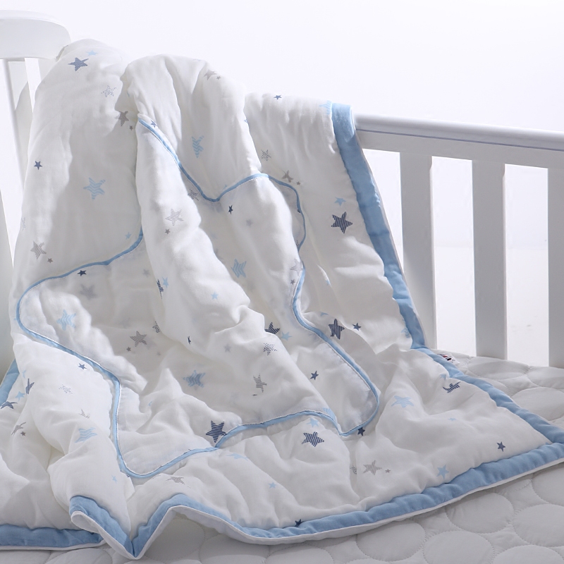 韩国新生儿羽丝棉被婴儿纯棉被环保纯棉纱布被婴儿双层纱布被子