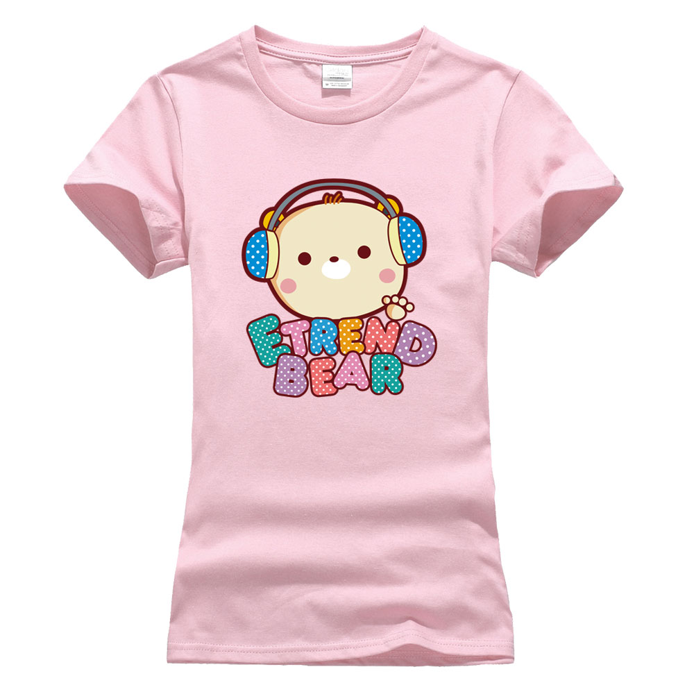 2015夏女款短袖修身圆领T恤原创卡通可爱小熊字母个性时尚潮流