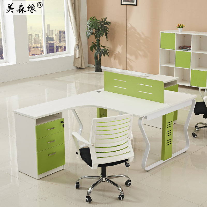 办公家具现代简约L型电脑桌椅屏风职员办公桌4人位组合员工桌椅
