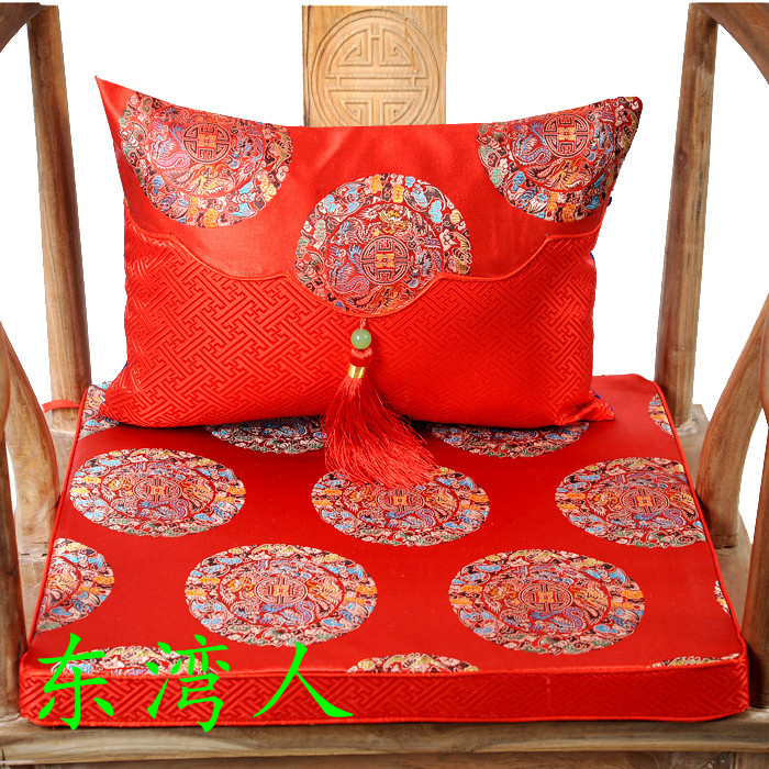 东湾人中式古典家具办公室坐垫红木餐椅垫丝绸座垫海绵沙发垫定制