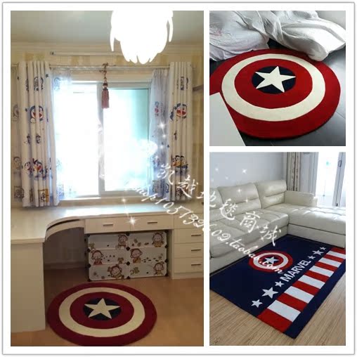个性定制美国队长盾牌地毯/圆毯/手工腈纶加厚/客厅/卧室/玄关