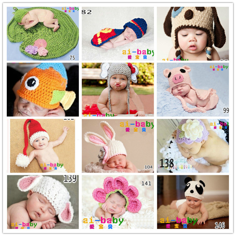 儿童摄影服装新款影楼婴儿宝宝拍照帽新生儿手工毛线帽子新品单帽