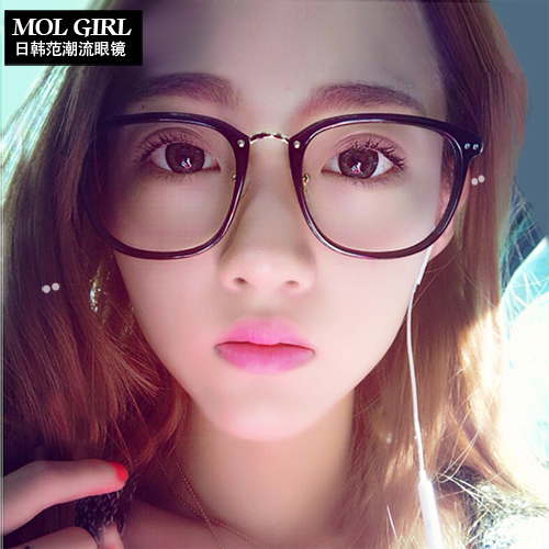 MOLGIRL韩版超大黑色全框女士眼镜框可爱平光镜配近视学生男眼镜