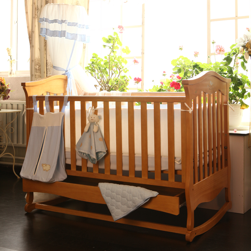 贝乐堡 婴儿床多功能欧式带储物抽屉松木宝宝床BB床儿童实木床