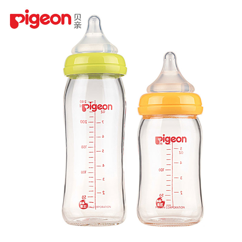 贝亲宽口径玻璃奶瓶 AA73宝宝奶瓶防胀气婴儿玻璃奶瓶160/240ml