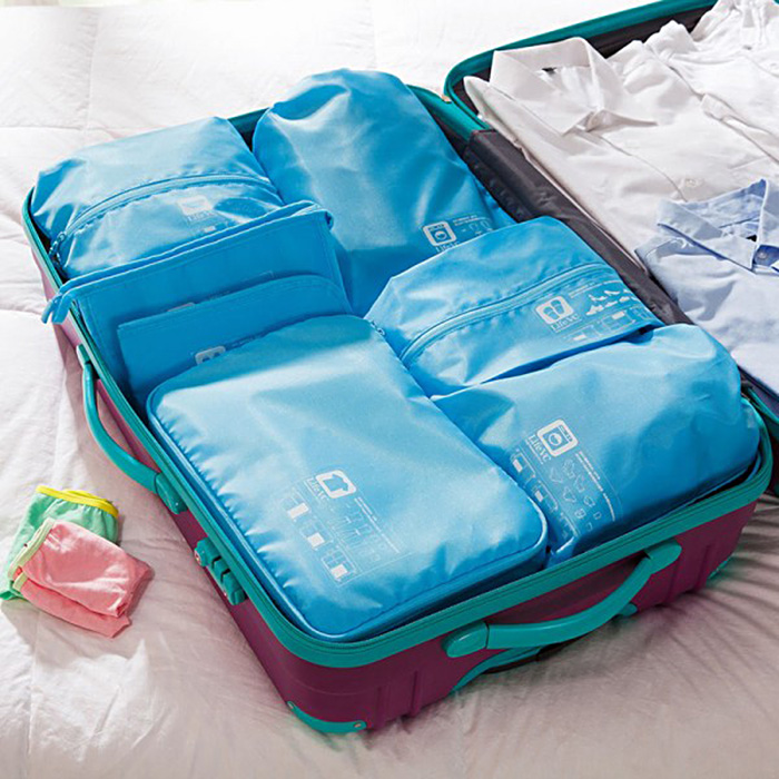 木晖旅行衣服衣物收纳袋套装行李箱整理袋防水洗漱收纳包七件套