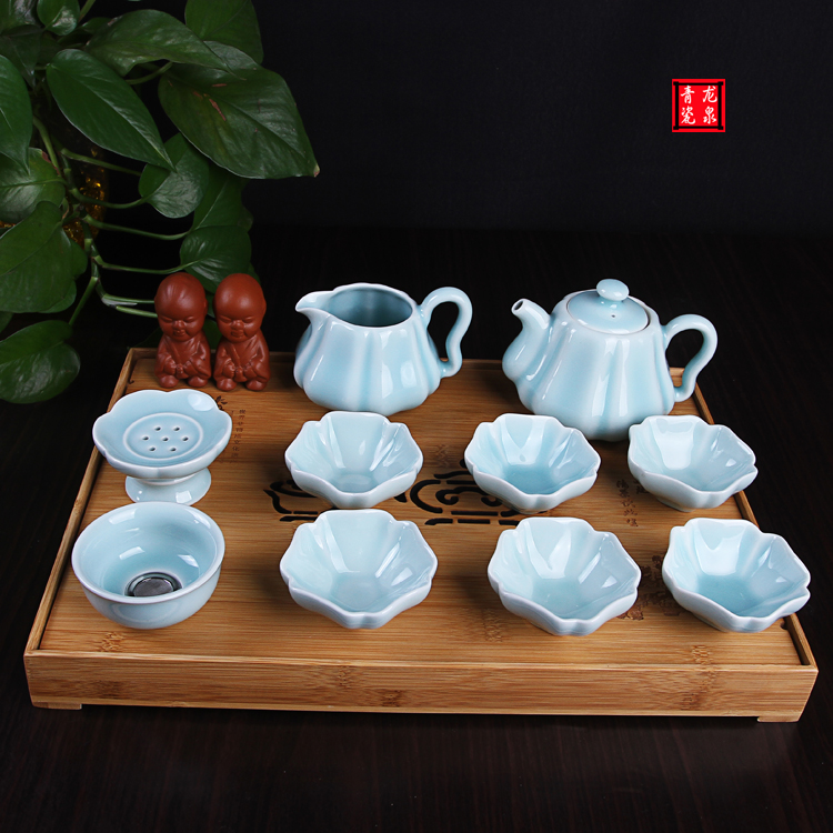 青瓷茶具套装陶瓷功夫茶茶具整套高档 手工创意茶具茶盘礼品套装