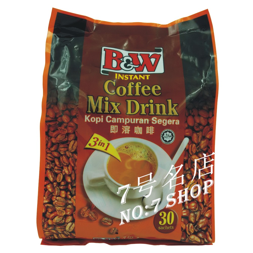 澳门代购马来西亚进口B＆W健力三合一原味即溶速溶香浓咖啡600g新