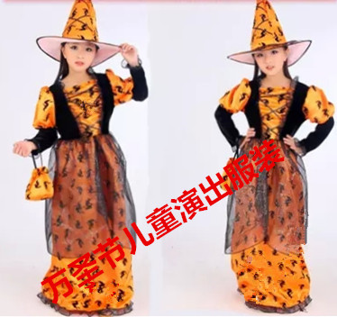 韩国正品Cosplay万圣节儿童装扮南瓜女巫裙表演服装节日演出服