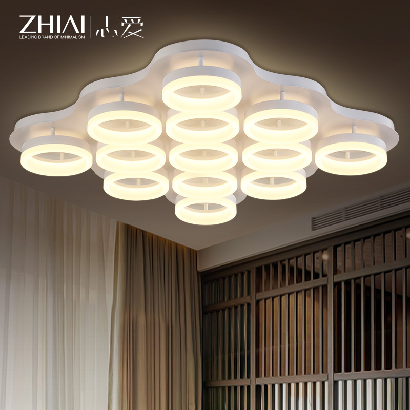 新品现代简约长方形LED客厅灯个性大气餐厅卧室圆形艺术吸顶灯具