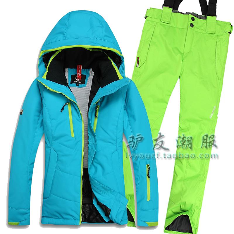 女单双板滑雪服套装防风防水透气纯色冲锋韩