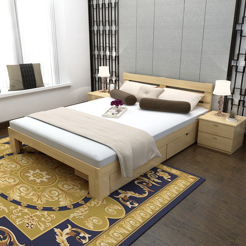 包邮实木双人床1.5 1.8米大床松木床1米单人床1.2米简易木床