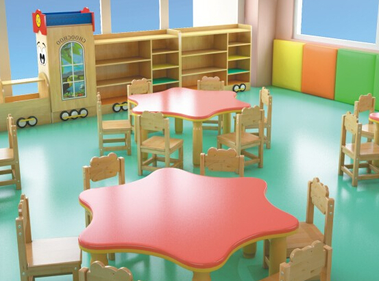 木质梅花桌托儿所原木烤漆幼儿园实木桌椅拆装式儿童桌椅定做批发