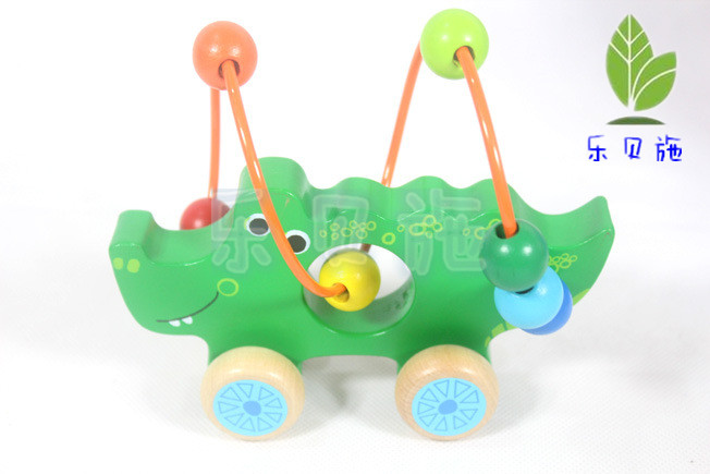 乐贝施--美国单T家 动物绕珠多功 木制儿童1-2-3岁益智玩具