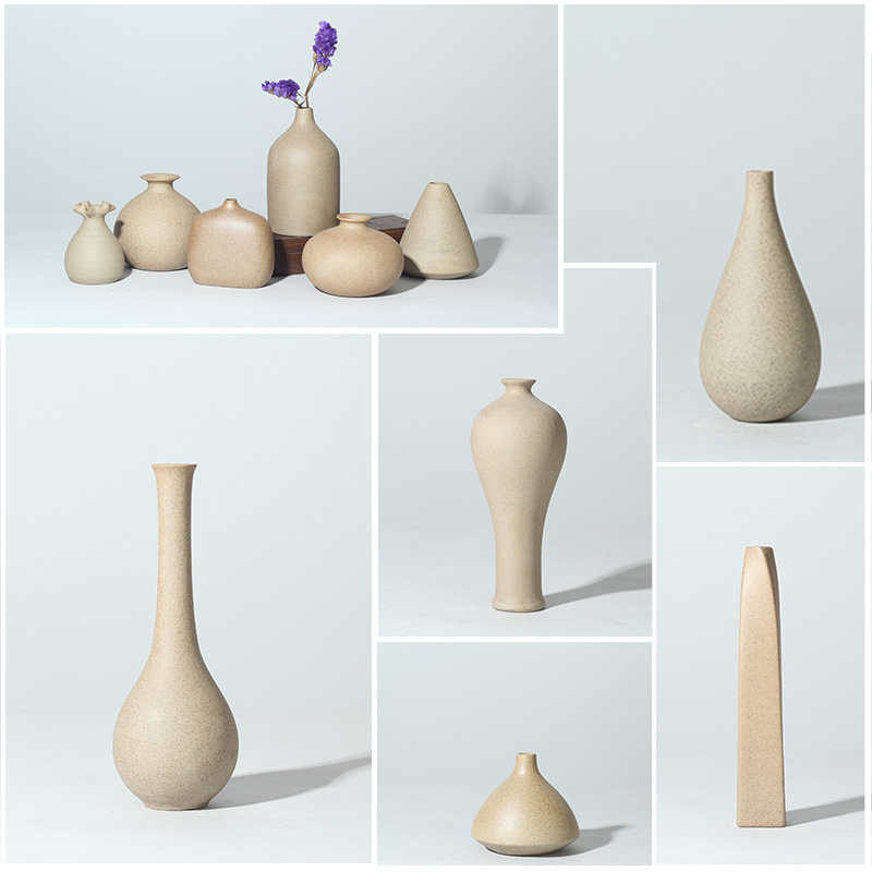 现代简约手工粗陶景德镇创意花瓶日式家居装饰品花插复古摆件特价
