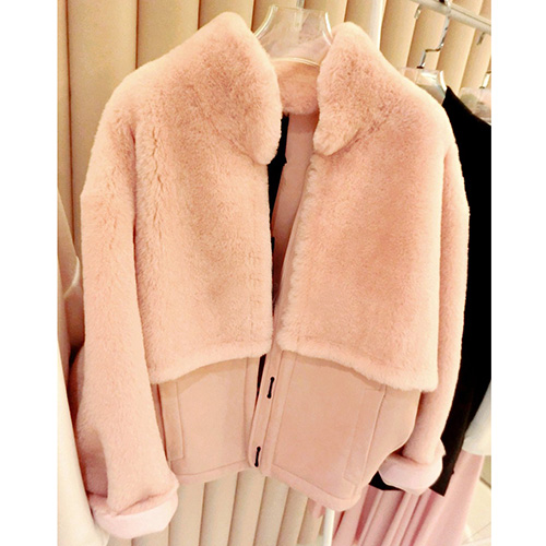 韩国东大门2015冬季新款仿兔子毛时尚皮草保暖长袖修身短款外套女